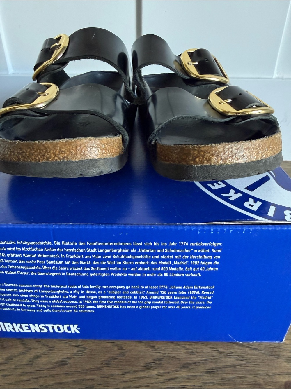 Birkenstock Big Buckle High Shine Black Arizona Sandals - Picture 10 of 14